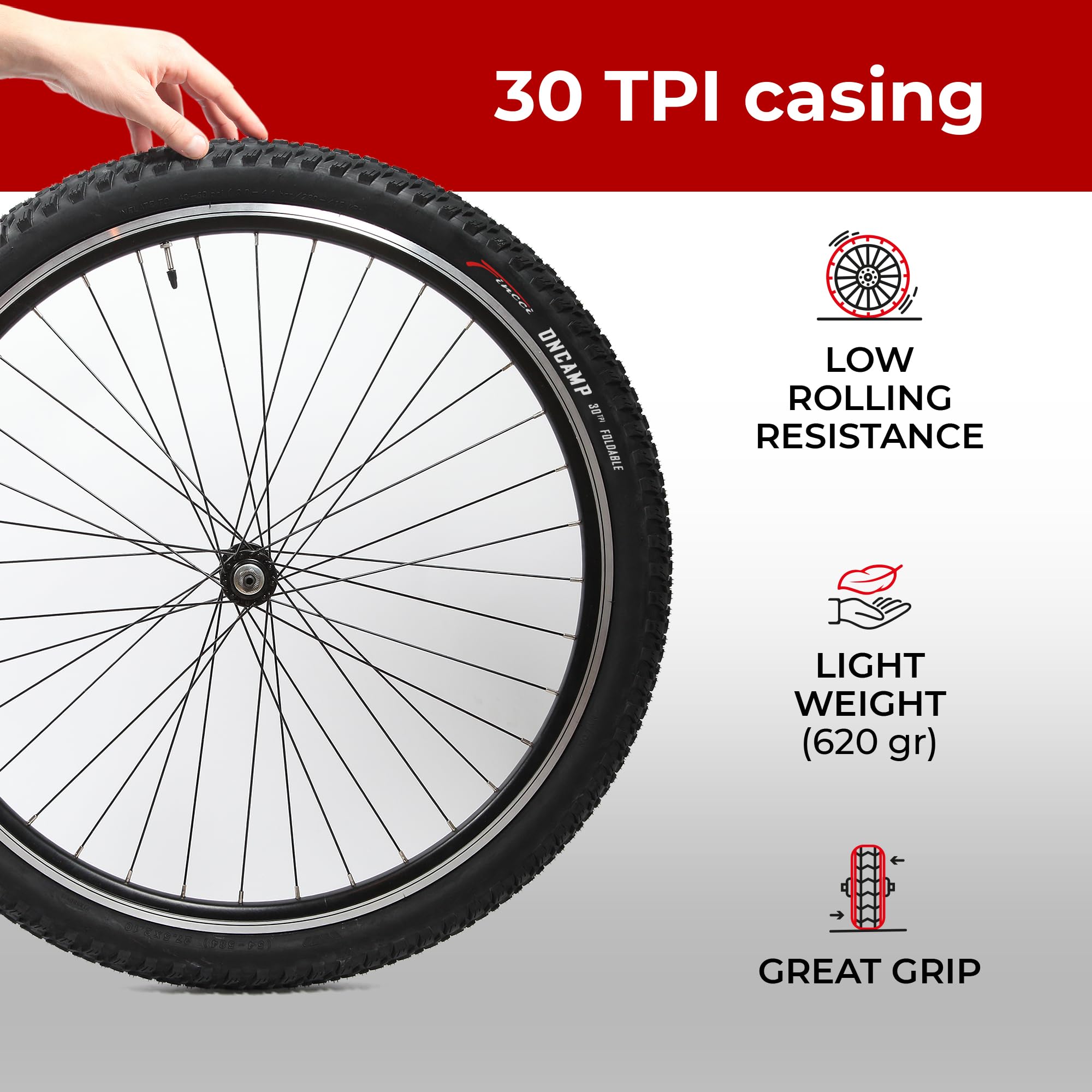 Fincci Oncamp 275 X 210 Bike Tire Foldable 54-584 For Mountain Road Mtb Mud Dirt Offroad Bicycle
