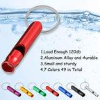 49 Pieces Emergency Whistle With Keychain, Aluminum Keychain Whistle Emergency Survival Whistle Key Chain For Outdoor Camping Hi