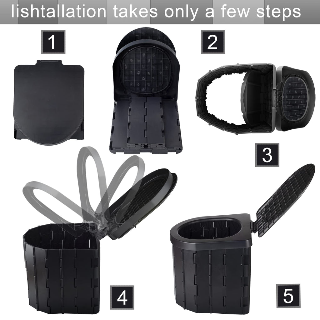 Portable Toilet For Camping, Sfsumart Foldable Camping Toilet For Adults, Emergency Potty, 12Pc Toilet Bags For Outdoor, Car Tra