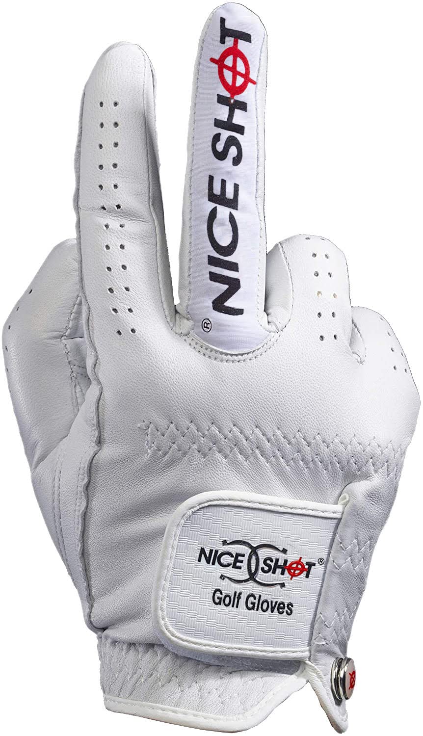 Nice Shot The Bird Golf Glove White Cabretta Leather Men'S Left Hand - Cadet Xlarge