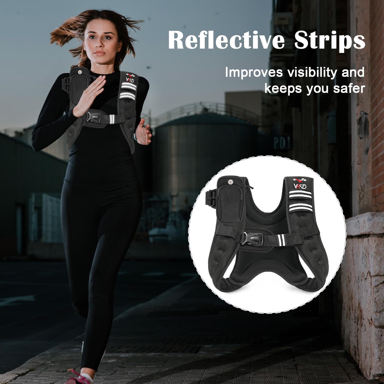 Weighted Vest For Women Men, 8Lb Weight Vest With Reflective Stripe, Body Weight Vests Adjustable For Strength Training, Running