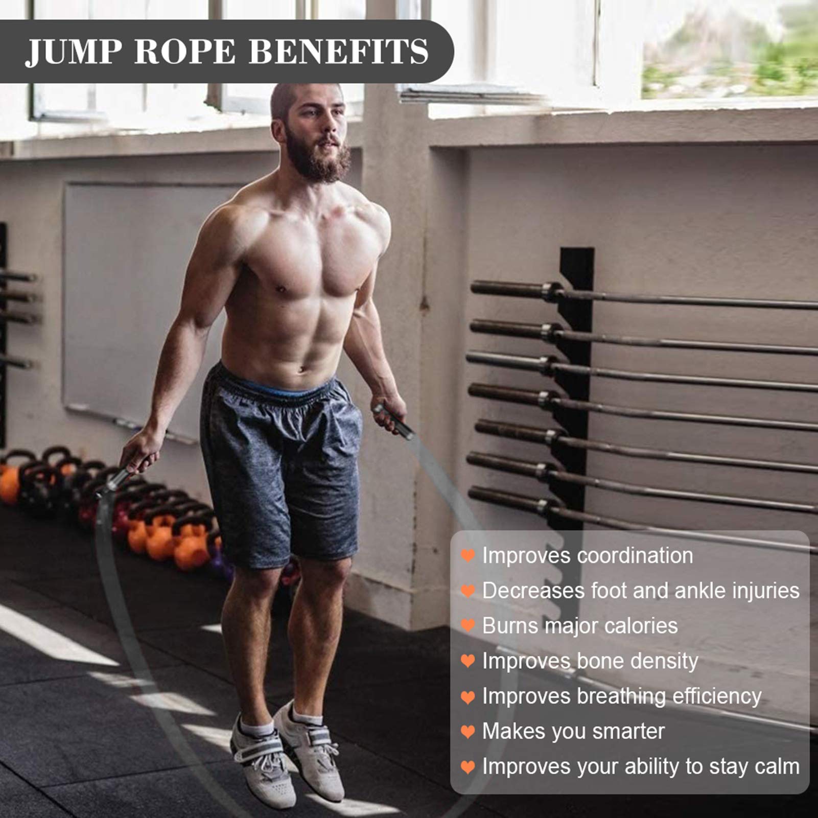 Redify Weighted Jump Rope For Workout Fitness(1Lb), Tangle-Free Ball Bearing Rapid Speed Skipping Mma Boxing Weight-Loss,Aluminu