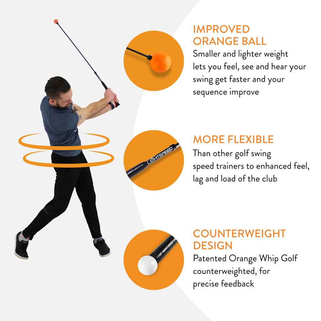 Orange Whip Distance Duo - Lightspeed, Golf Swing Trainer Set (47 In)