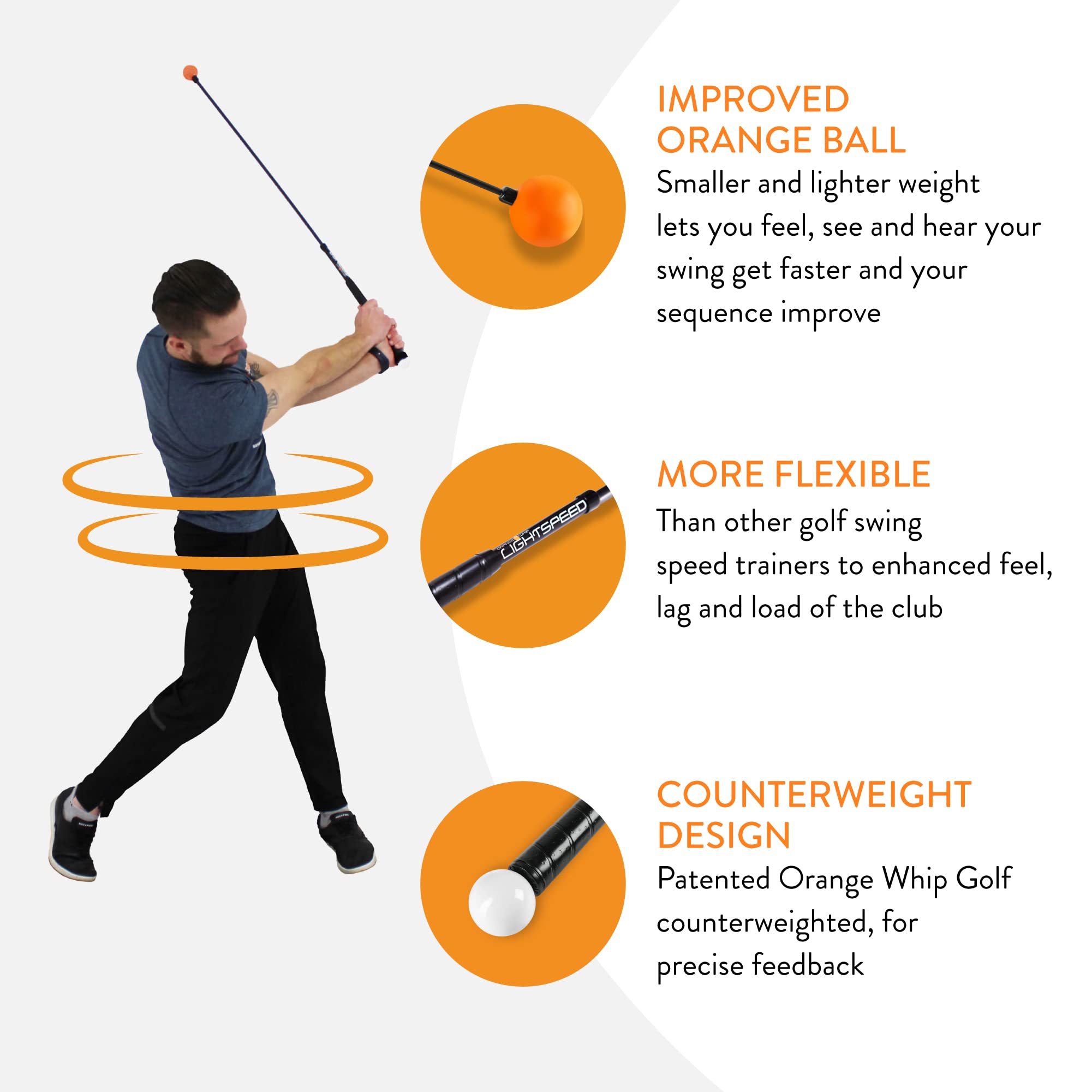 Orange Whip Distance Duo - Lightspeed, Golf Swing Trainer Set (47 In)