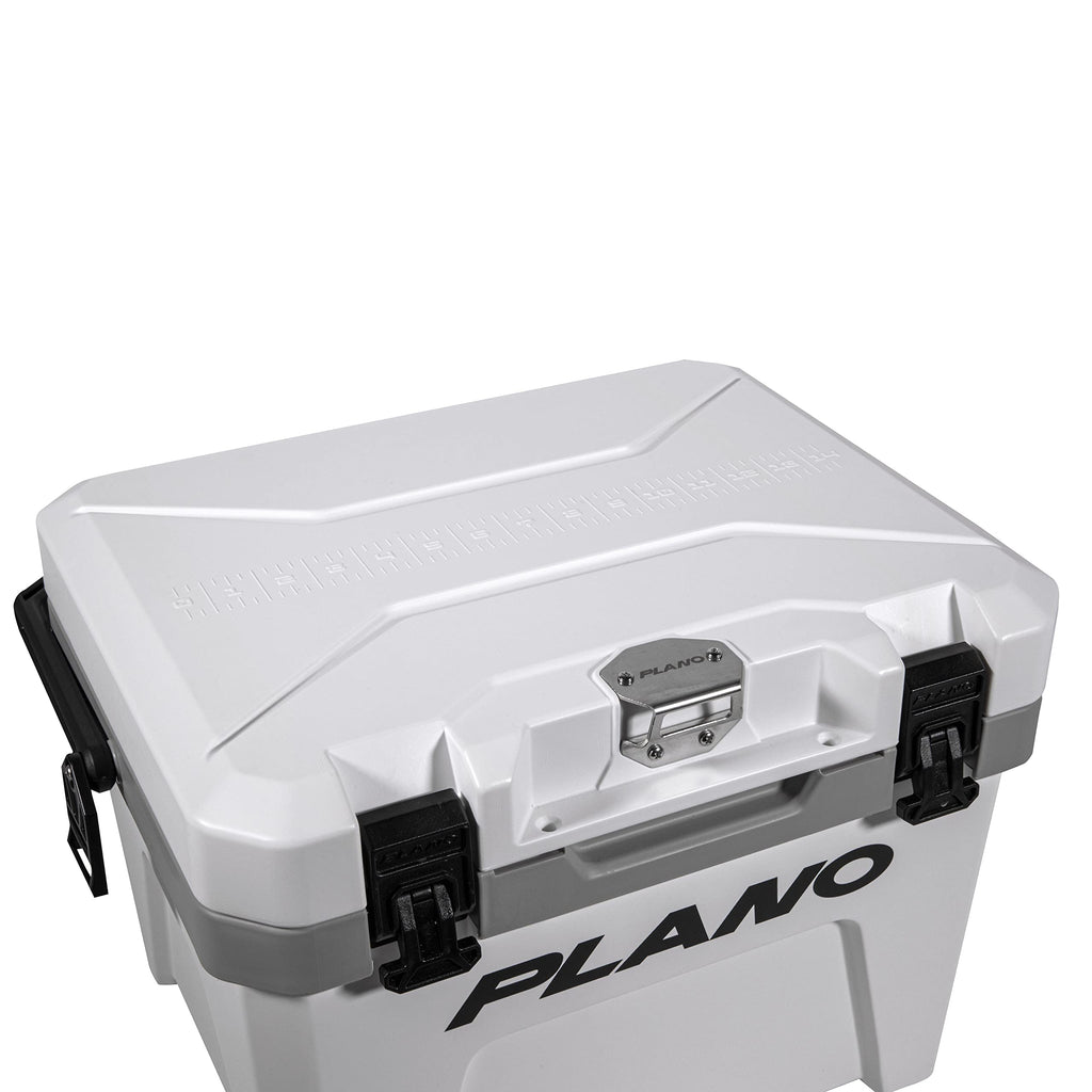Plano Frost 21-Quart Hard Cooler, Includes Dry Basket, Small, White And Black, Durable, Insulated Ice Chest For Camping, Fishing