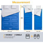 Kingcamp 87 X 59 Inch 2 Person 20 Degree Lightweight Waterproof Couple Family Sleeping Bag With 2 Pillows For Camping, Hiking, &