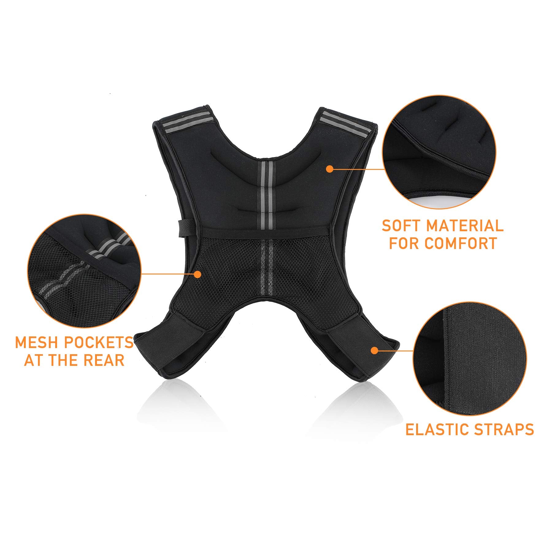 Zelus Weighted Vest, 4Lb/6Lb/8Lb/12Lb/16Lb/20Lb Weight Vest With Reflective Stripe For Workout, Strength Training, Running, Fitn