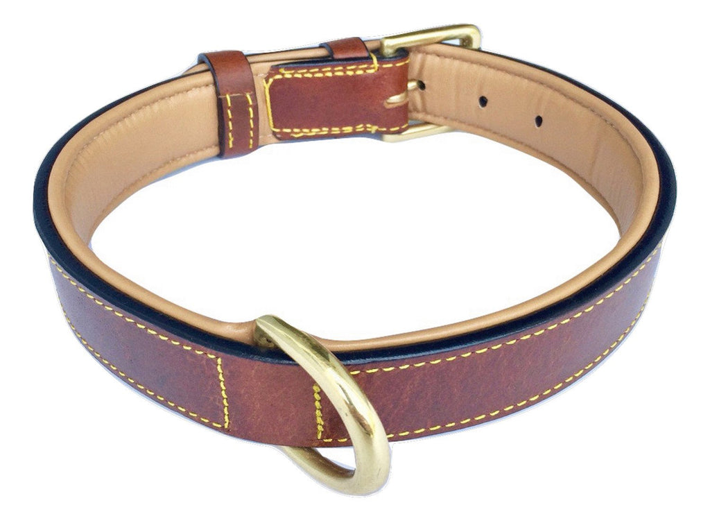Soft Touch Collars Padded Leather Dog Collar, Brown Medium, Genuine Real Leather, Great For Male Or Female Dogs, 20'' Inches Lon