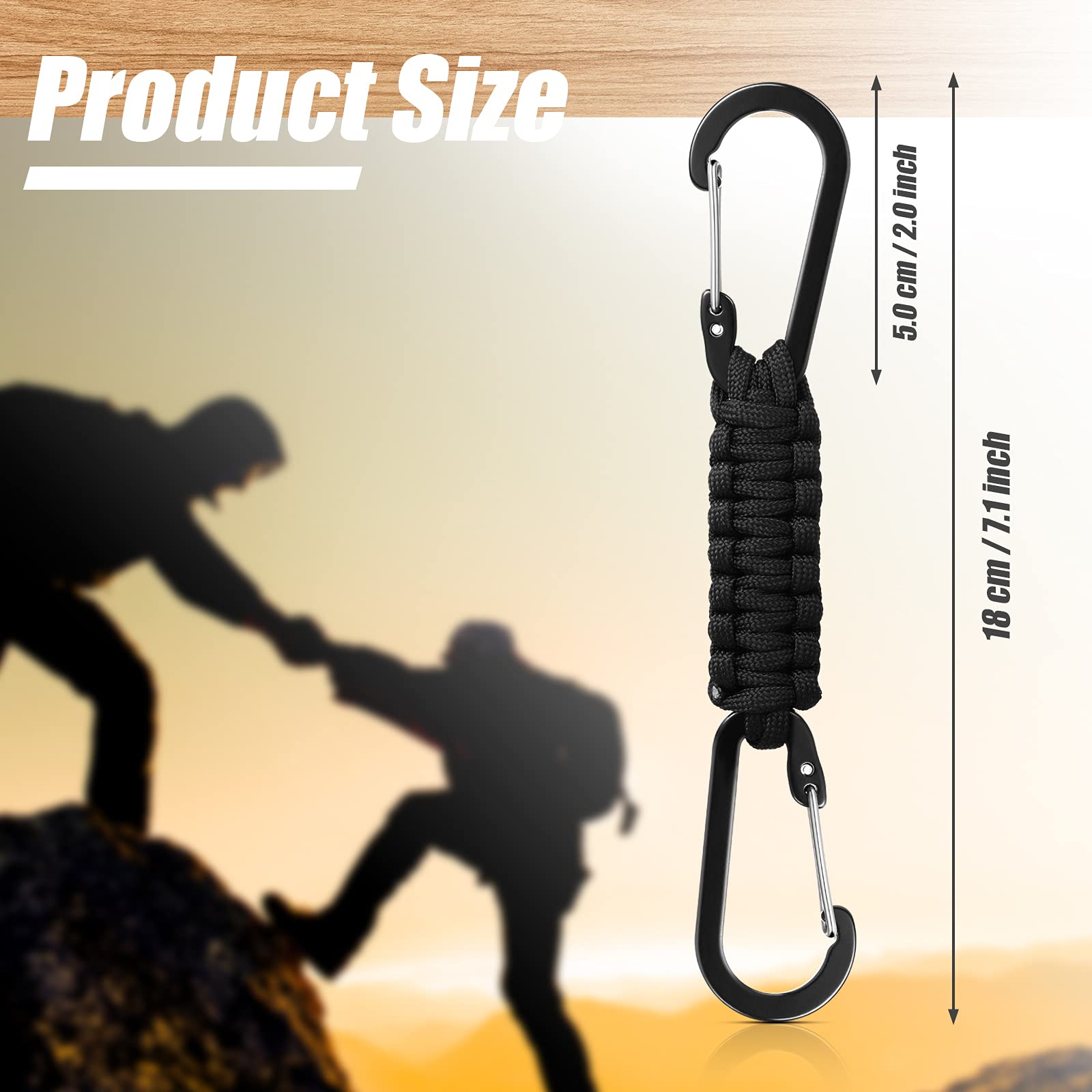 Ferraycle 5 Pieces Paracord Keychain Braided Paracord Lanyard Clips For Camping Hiking Clip Water Bottle Keys Backpack Tools (Bl