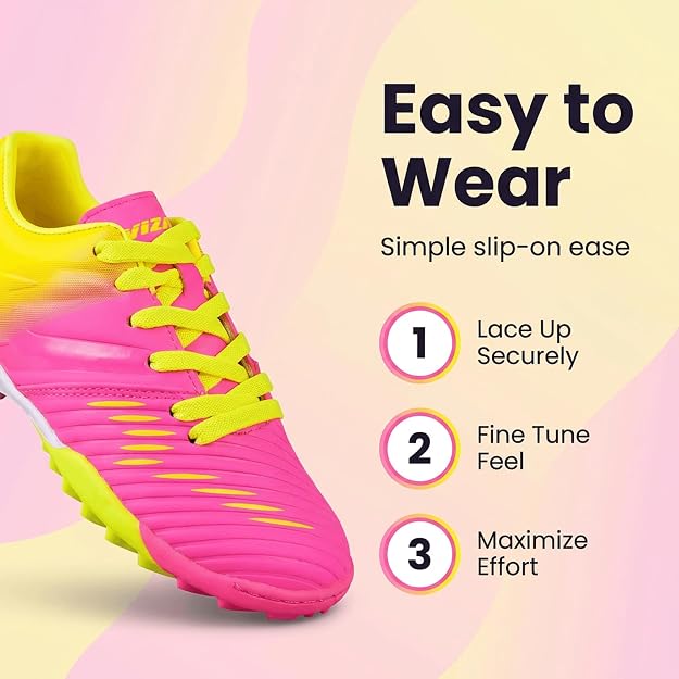 Vizari Liga Turf Soccer Shoes – Pink/Yellow