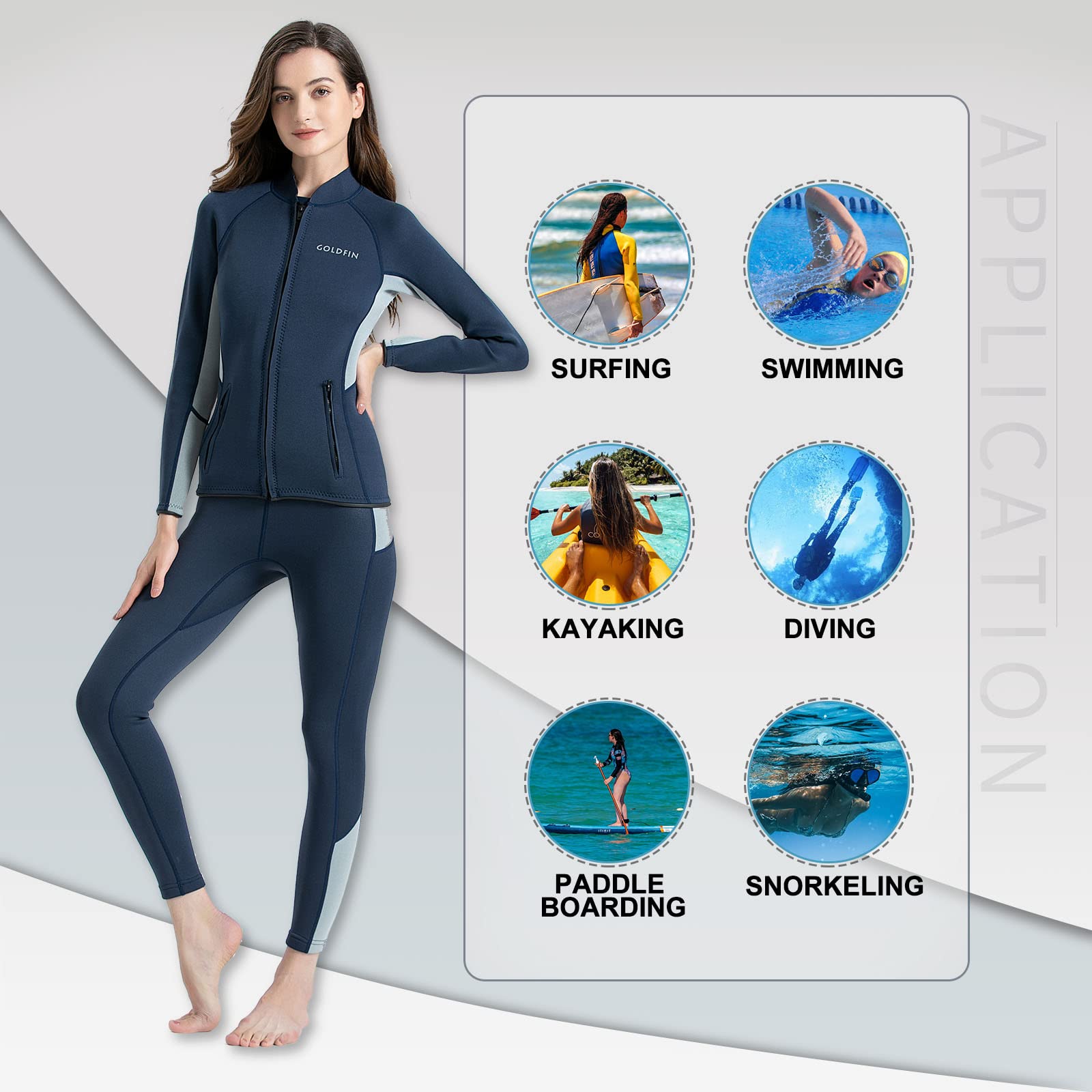 Goldfin Wetsuit Pants Womens, 2Mm Neoprene Pants Keep Warm For Water Aerobics Diving Swimming Surfing Kayaking Boating (Navy, 2X