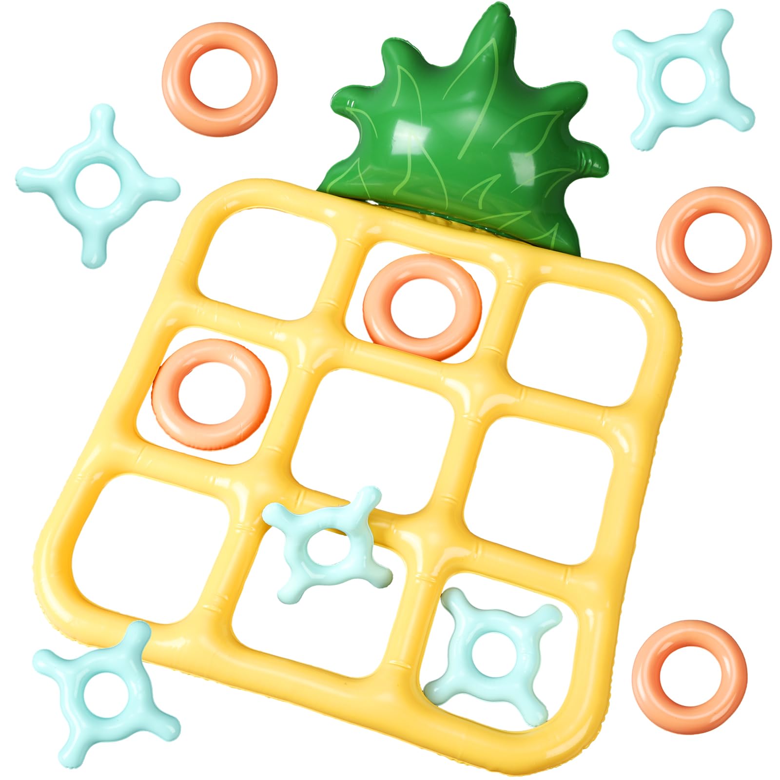 Soulchen Inflatable Tic Tac Toe and Toss Game Outdoor Inflatable Pool Game 22 Inch Pineapple Tic Tac Toe Set Fun Swimming Pool a