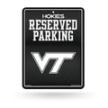Rico Industries NCAA Virginia Tech Hokies Metal Parking Sign 8.5 x 11 Carbon Fiber Metal Parking Sign - Great for Man Cave, Bed 