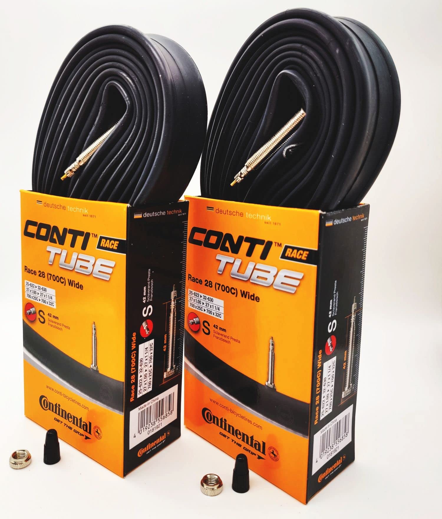 Continental Race 28'' Wide 700X25-32C Inner Tubes - 42Mm Presta Valve (Pack Of 2 W/Conti Sticker)