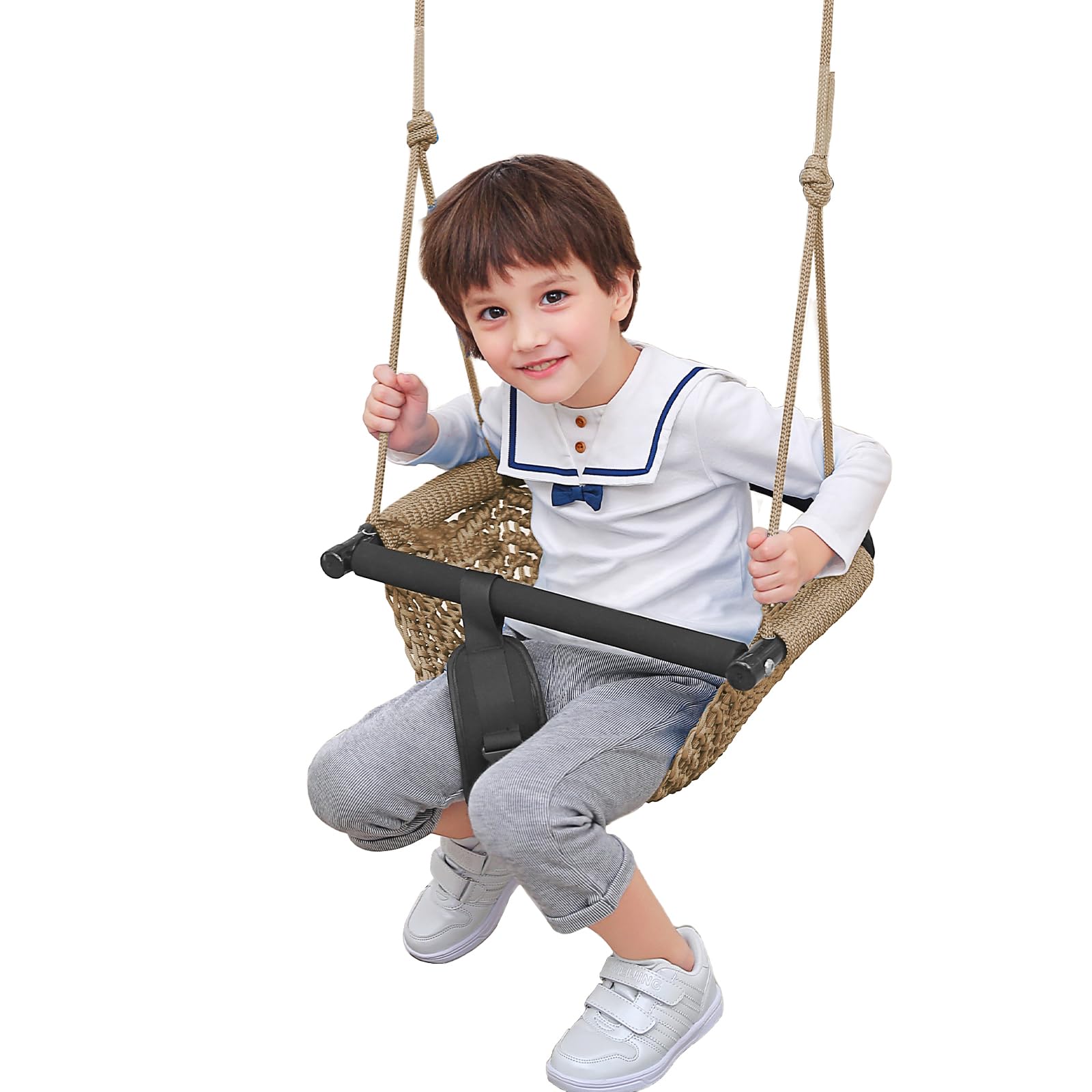 Kids Swing Seats Indoor Hand-Made Net Swing with Adjustable Rope Tree Swings for Kid Child Backyard Playground Swings Outside In