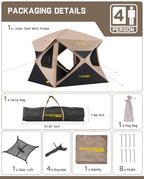 Fanttikoutdoor Alpha C4 Ultra Camping Tent 4 Person Pop Up Instant Cabin Setup In 60 Seconds Portable Hub Tent With Rainfly & Wi