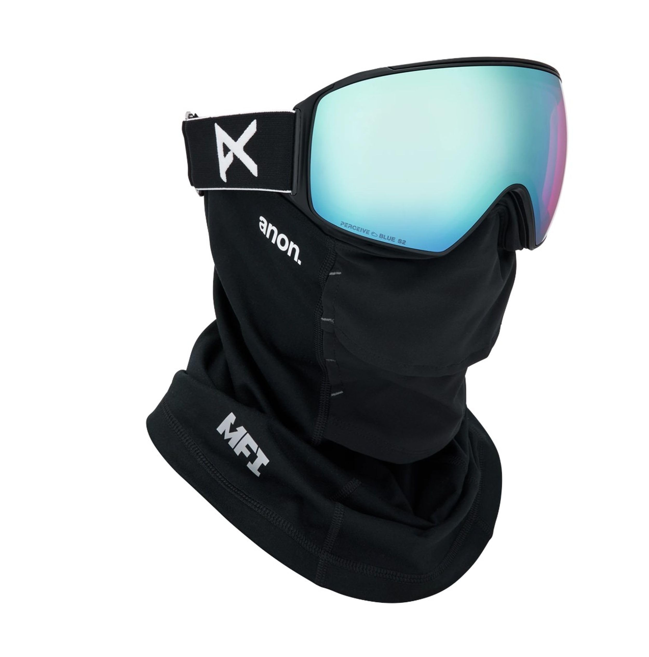 Anon M4 Toric Goggles + Bonus Lens + MFI Face Mask, Frame: Black, Lens: Perceive Variable Blue (21% / S2), Spare Lens: Perceive 