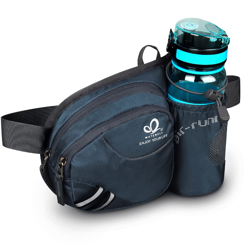Waterfly Hiking Waist Bag Fanny Pack With Water Bottle Holder For Men Women Running & Dog Walking Can Hold Iphone8 Plus Screen S