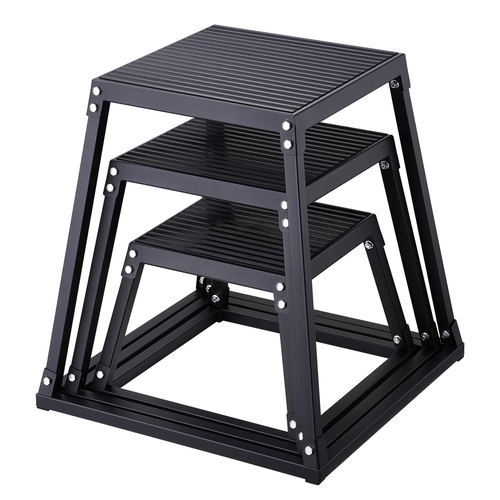 VEVOR Plyometric Platform Box, 12/18/24 Inch Plyometric Jump Box, Fitness Steel Plyo Box for Home Gym Jump Training, Crossfit, C
