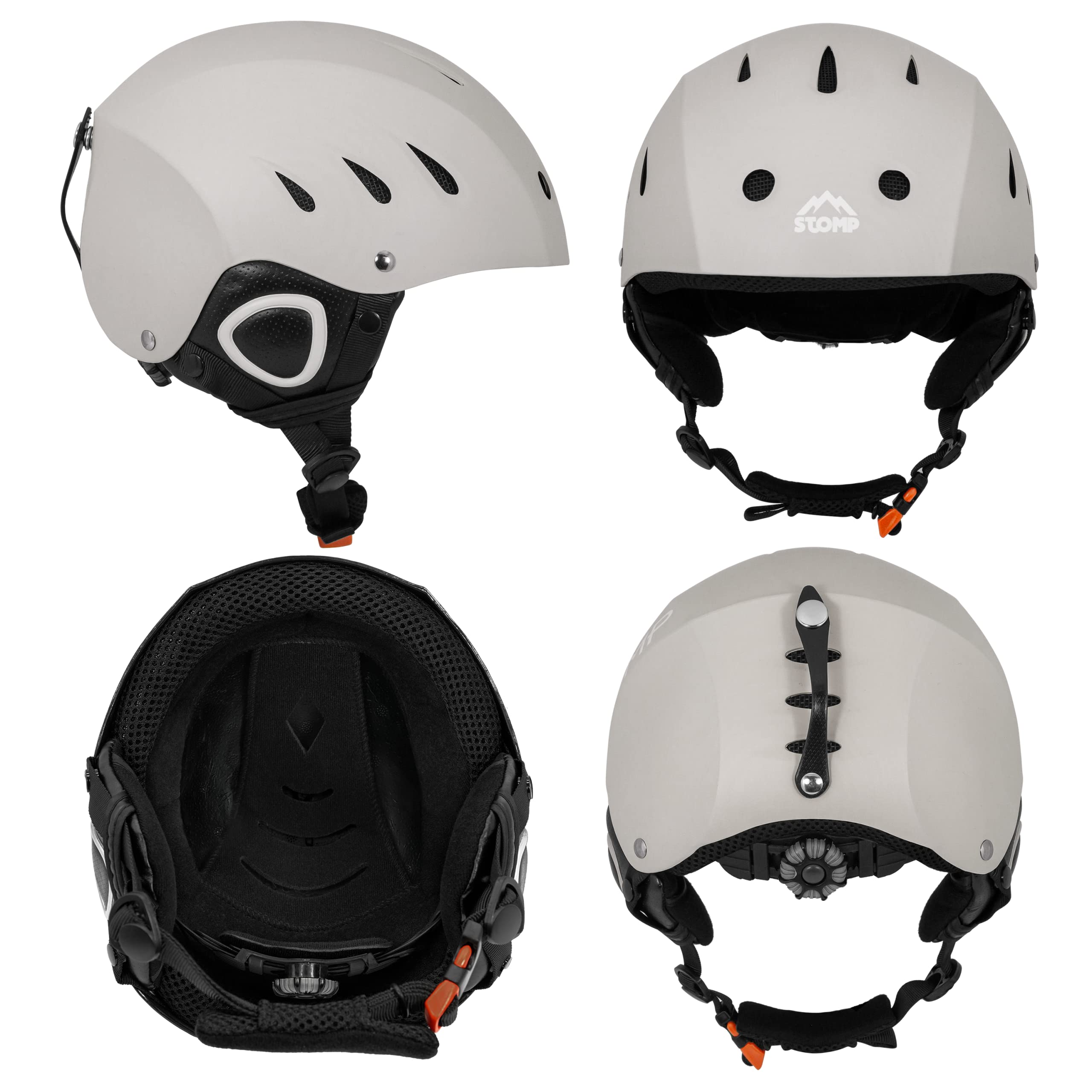 Stomp Ski & Snowboarding Snow Sports Helmet With Build-In Pocket In Ear Pads For Wireless Drop-In Headphone (Matte Grey, X-Large