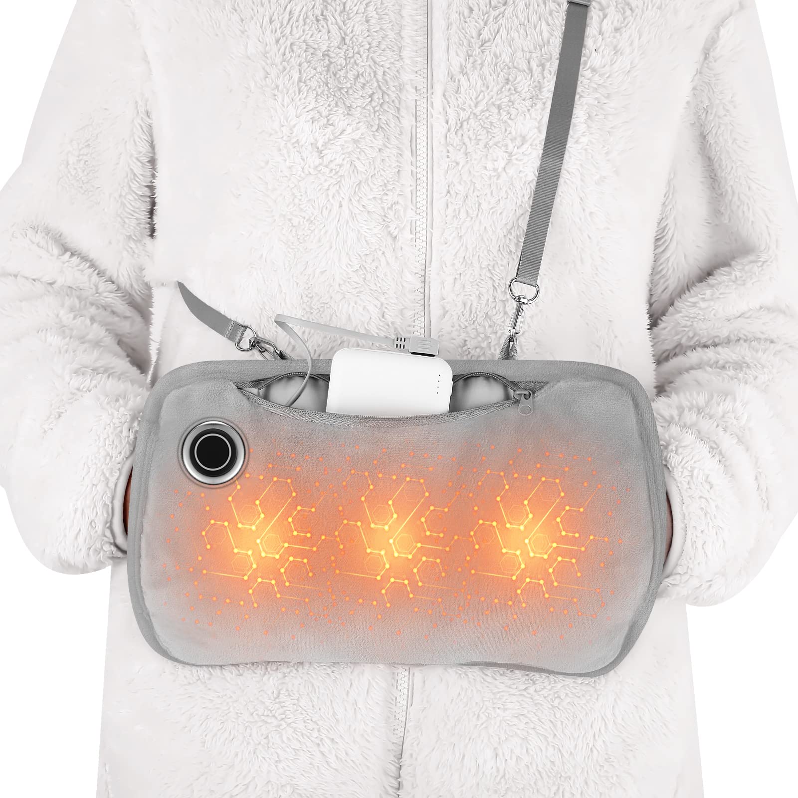 Hand Warmers Rechargeable, Portable Graphene Heated Gloves Handwarmers Bag With 10000Mah Power Bank&3 Heat Modes, Fast Electric 