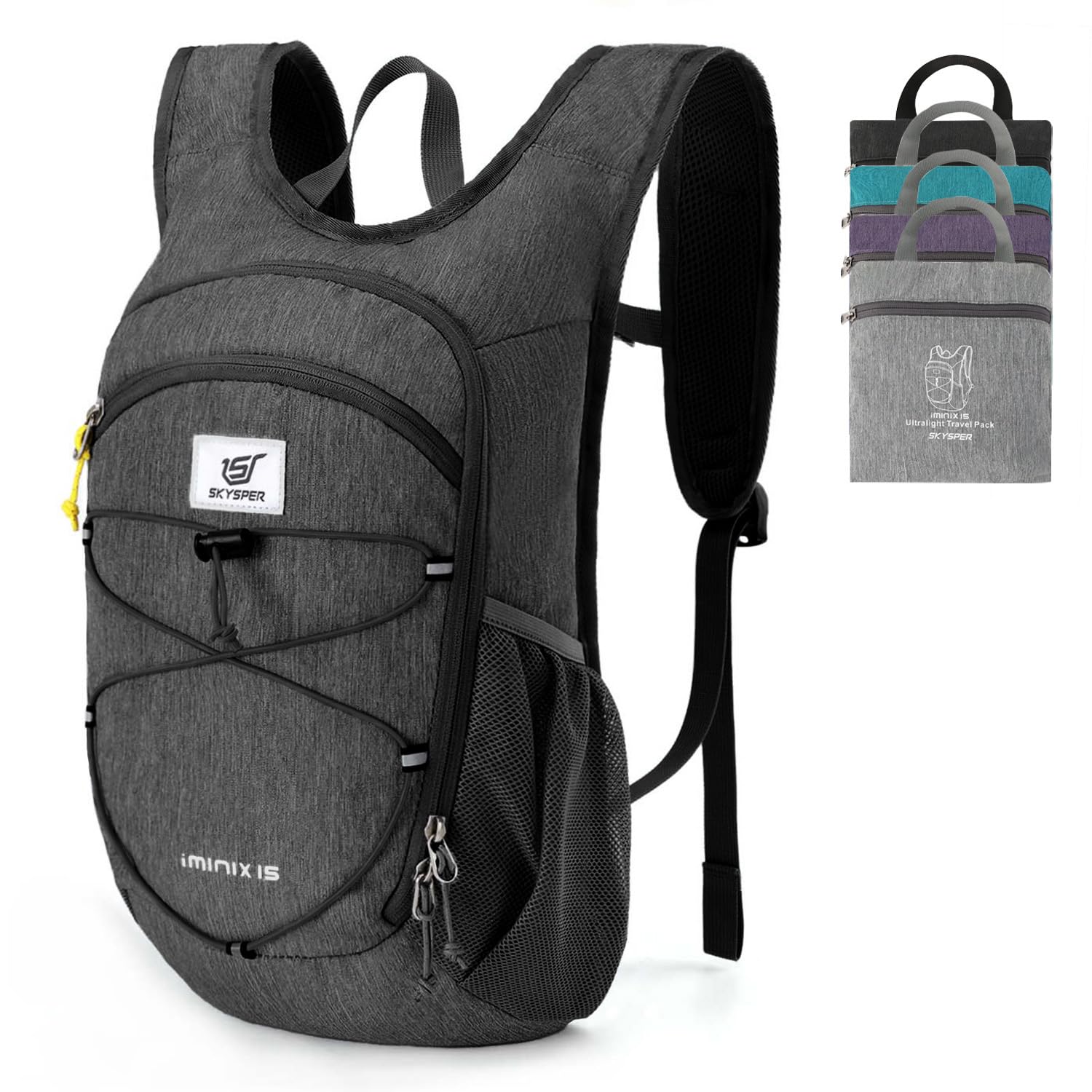 SKYSPER 15L Foldable Hiking Backpack Lightweight Packable Travel Daypack with Chest Strap Small Outdoor Folding Back Pack Collap