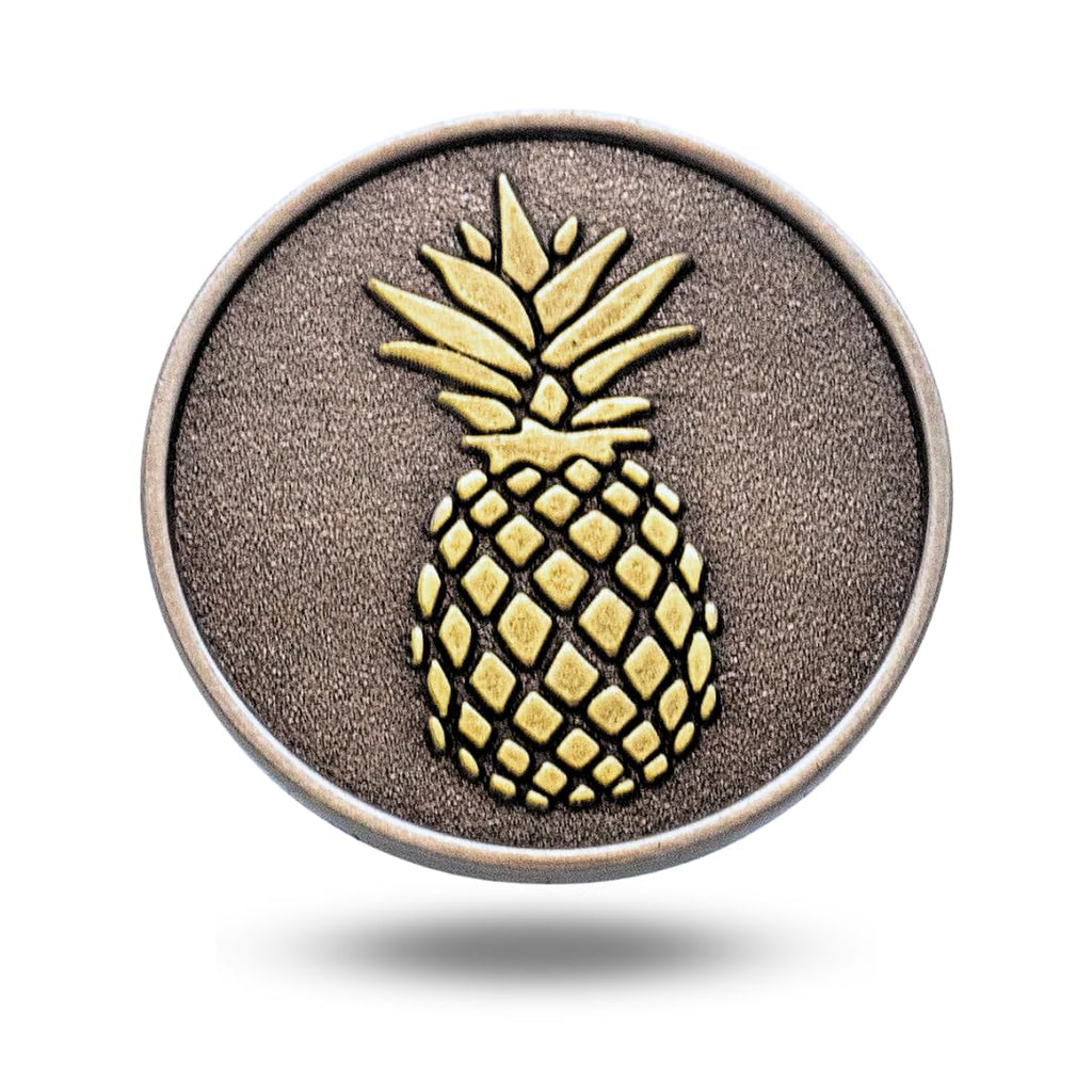 Full Metal Markers Pineapple Unique Magnetic Metal Golf Ball Marker Accessory With Hat Clip For Men And Women (1 Ball Marker + 1