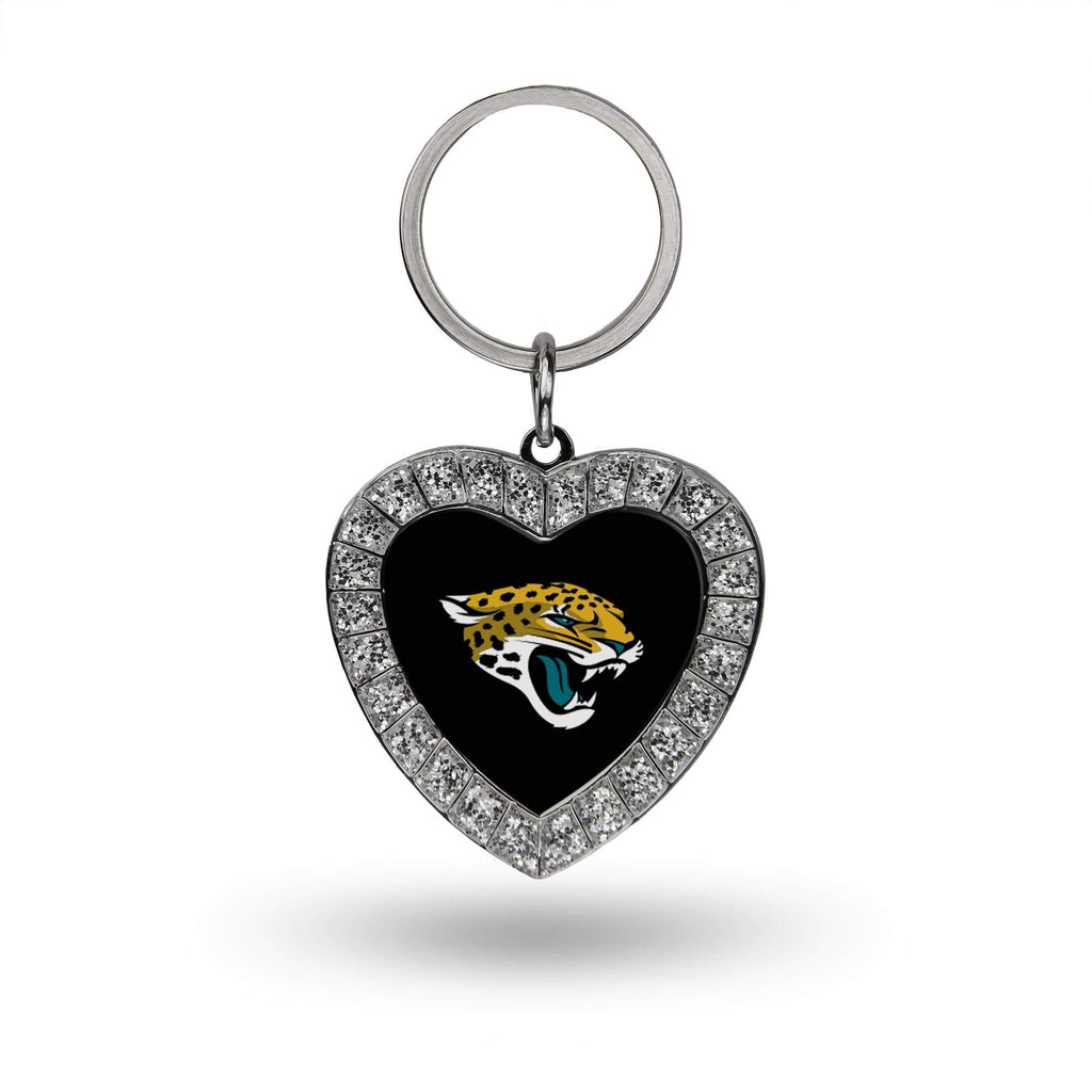Rico Industries Nfl Jacksonville Jaguars Metal Rhinestone Heart Keychain