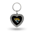 Rico Industries Nfl Jacksonville Jaguars Metal Rhinestone Heart Keychain