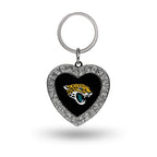 Rico Industries Nfl Jacksonville Jaguars Metal Rhinestone Heart Keychain