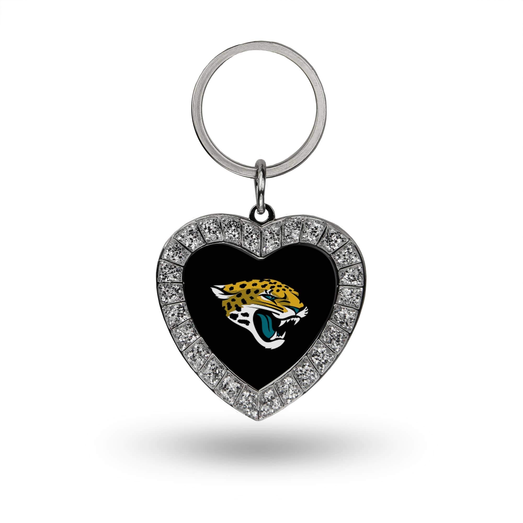 Rico Industries Nfl Jacksonville Jaguars Metal Rhinestone Heart Keychain