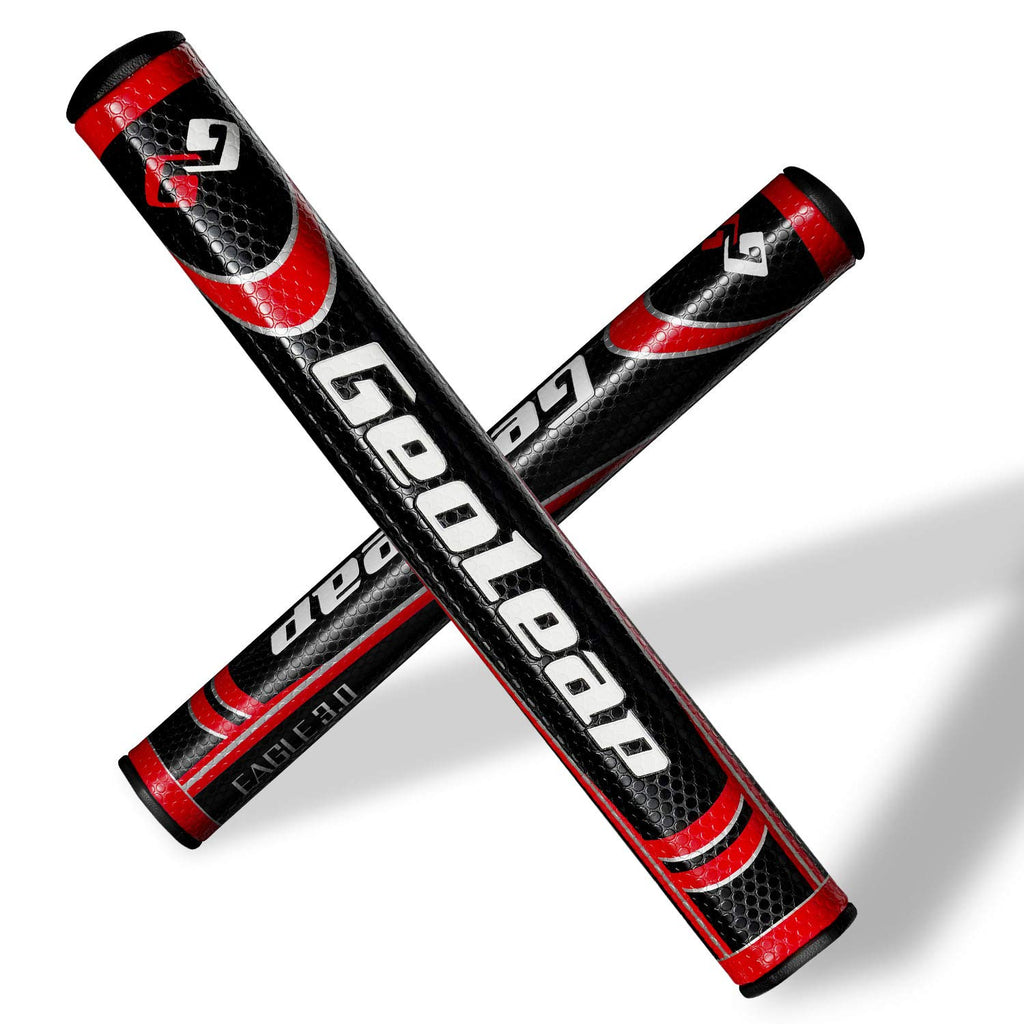 Geoleap Putter Grip- Soft Polyurethane Material,Round Shape, Light Weight Golf Grips,4 Colors And 4 Sizes To Choose.. (Black Red