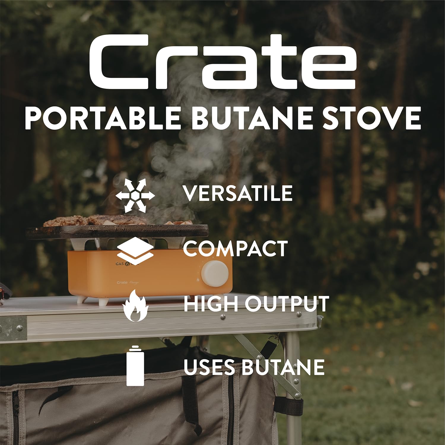 Gas One Butane Fuel Camp Stove - Crate Series - Mini Stove For Camping, Hiking - Portable Gas Stove With Spiral Flame - Even Hea