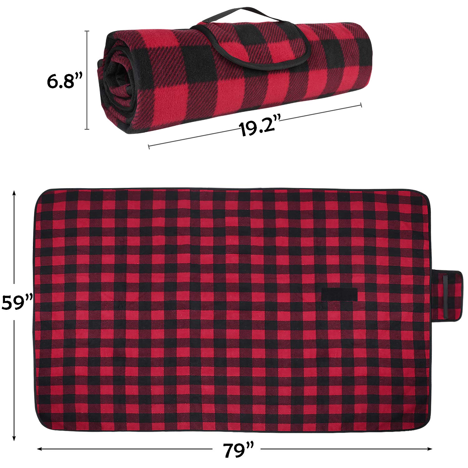 Tirrinia Outdoors Waterproof Blanket, 59X 79 Lightweight Fleece Stadium Windproof Throw Mat For Boat, Traveling, Camping, Hiking