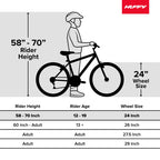 Huffy Stone Mountain 21-Speed Hardtail Mens Mountain Bike, 24-Inch, Charcoal Grey