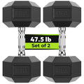 Hex Dumbbell Rubber Encased Dumbbell Strength Training Hex Dumbbell, Hand Weight For Workout & Exercise/Pair Of 47.5Lb