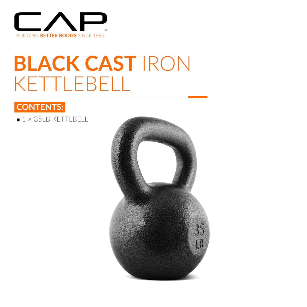 Cap Barbell Black Cast Iron Kettlebell | 35 Pounds