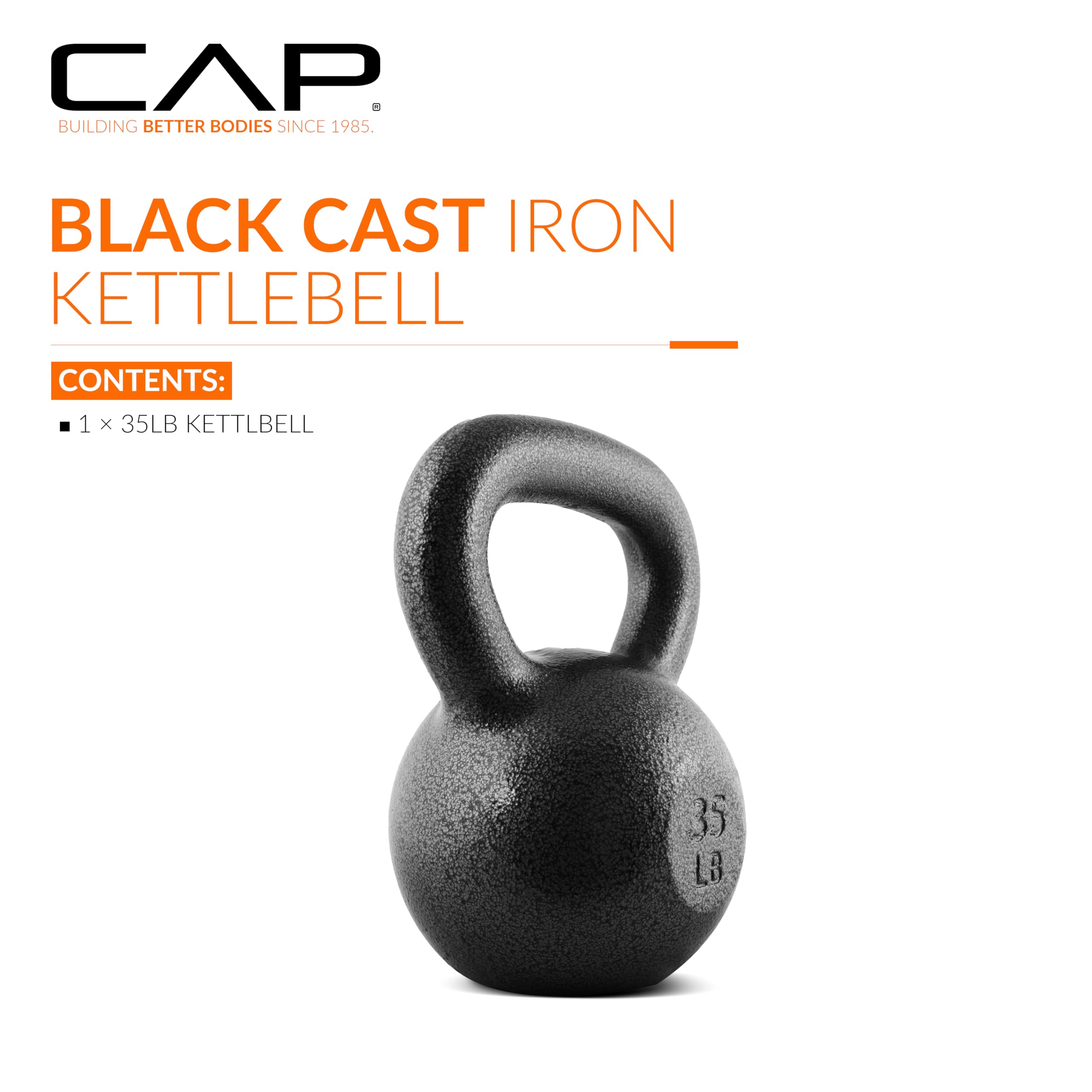 Cap Barbell Black Cast Iron Kettlebell | 35 Pounds