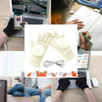 Womens & Mens Usb Heated Gloves Mitten Winter Hands Warm Laptop Gloves, Pom Pom Knitting Hands Full & Half Heated Fingerless Hea