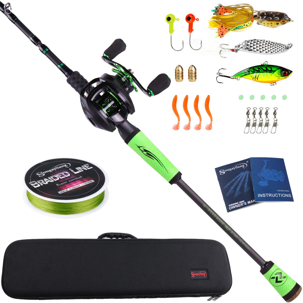 Sougayilang Ultralight Fishing Rod Reel Combos Portable Light Weight High Carbon 4 Pc Travel Fishing Pole Fishing Reel -2.1M/6.8