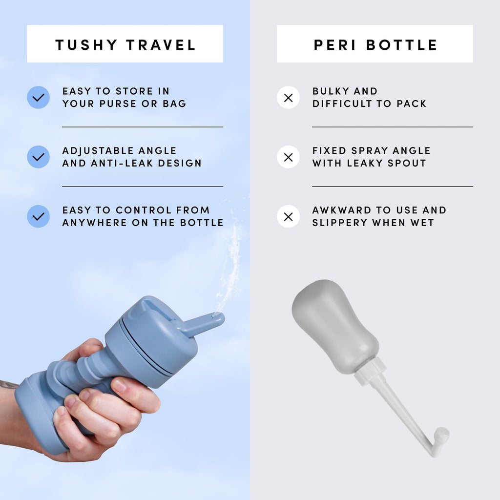 Tushy Travel Bidet: Collapsible & Expandable For Discreet Portability | Refreshing Clean For Camping, Outdoors & Travel (Peri Bo