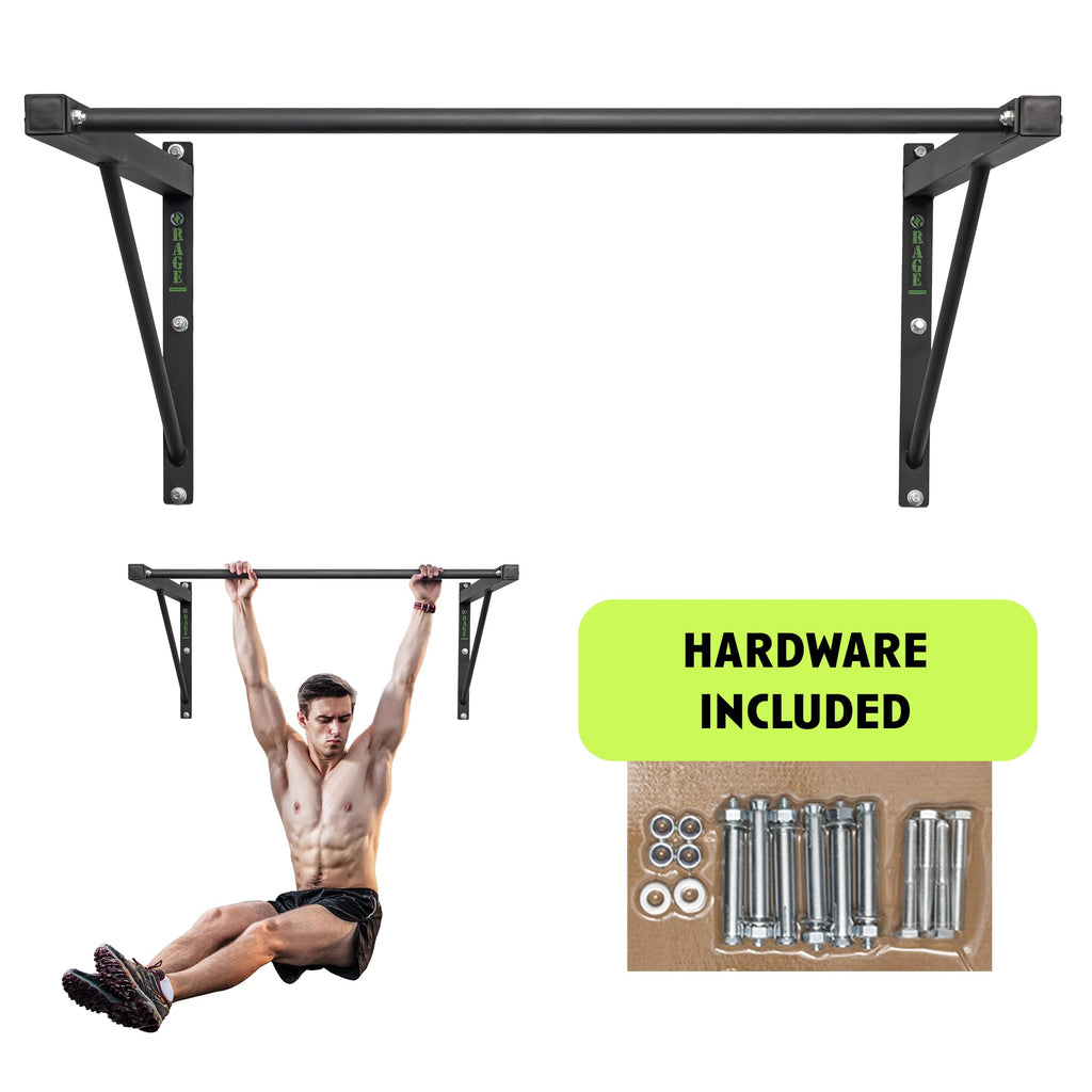 Rage Fitness Heavy-Duty Wall Mounted Pull Up Bar - 500 lbs Weight Capacity | Maintain Upper Body Strength & Core Stability | Spa
