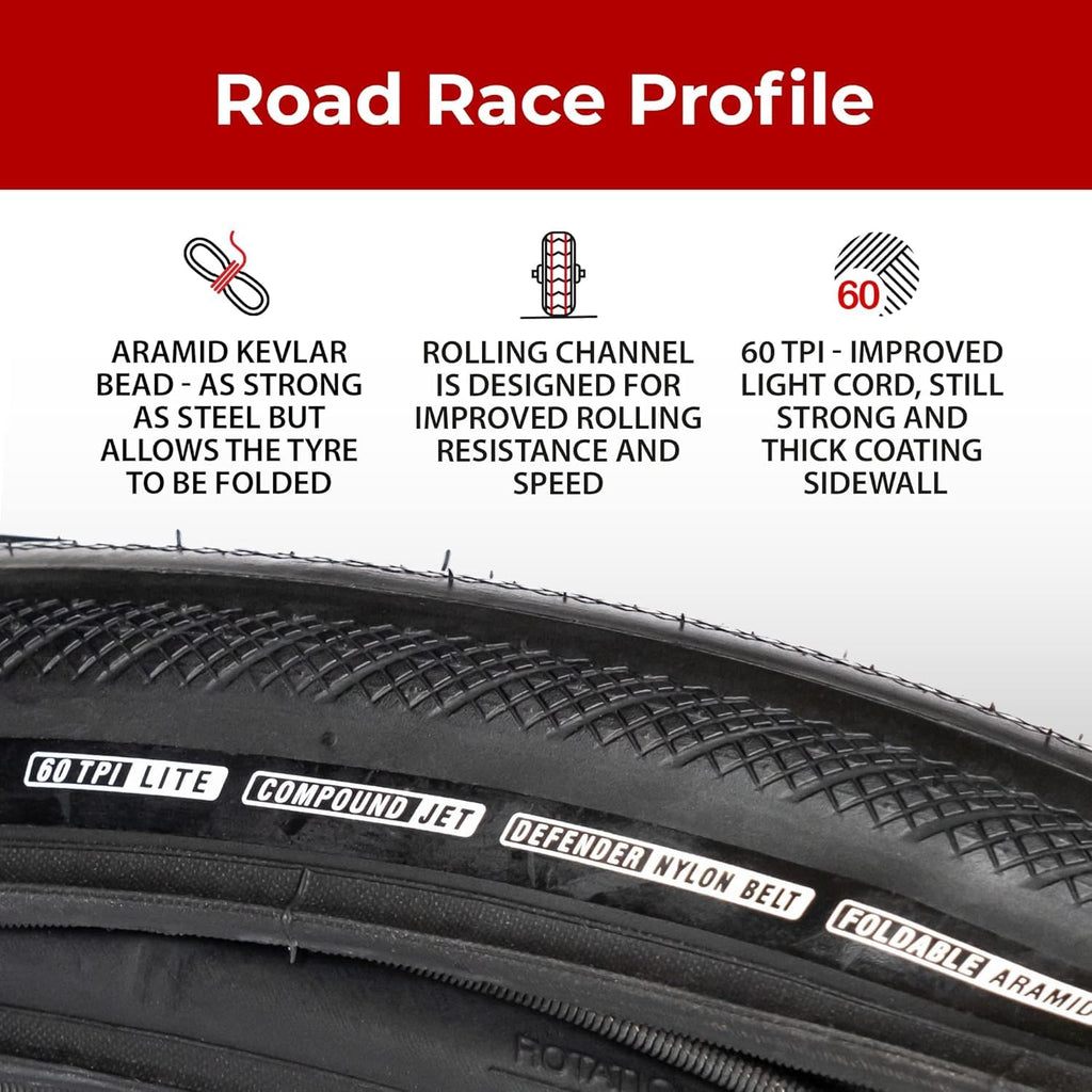 Fincci Pair 700X28C Tire 28-622 Foldable 60Tpi With 1Mm Antipuncture Protection For Cycling Race Road Racing Touring Bicycle Bik