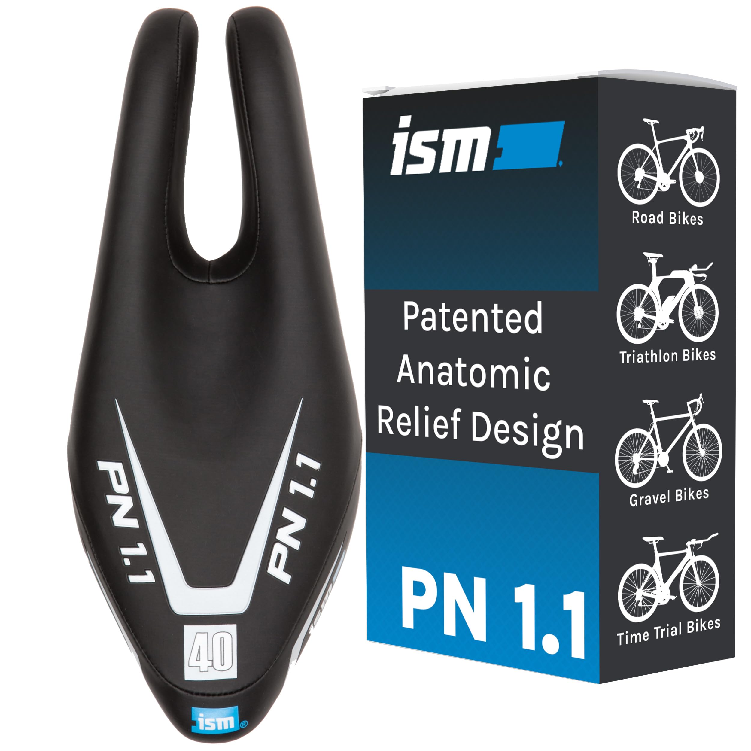 ISM PN 1.1 Padded Road Bike Saddle - Noseless Bicycle Seat for Road, Time Trial, Triathlon, and Gravel Bikes - Comfortable Bike 