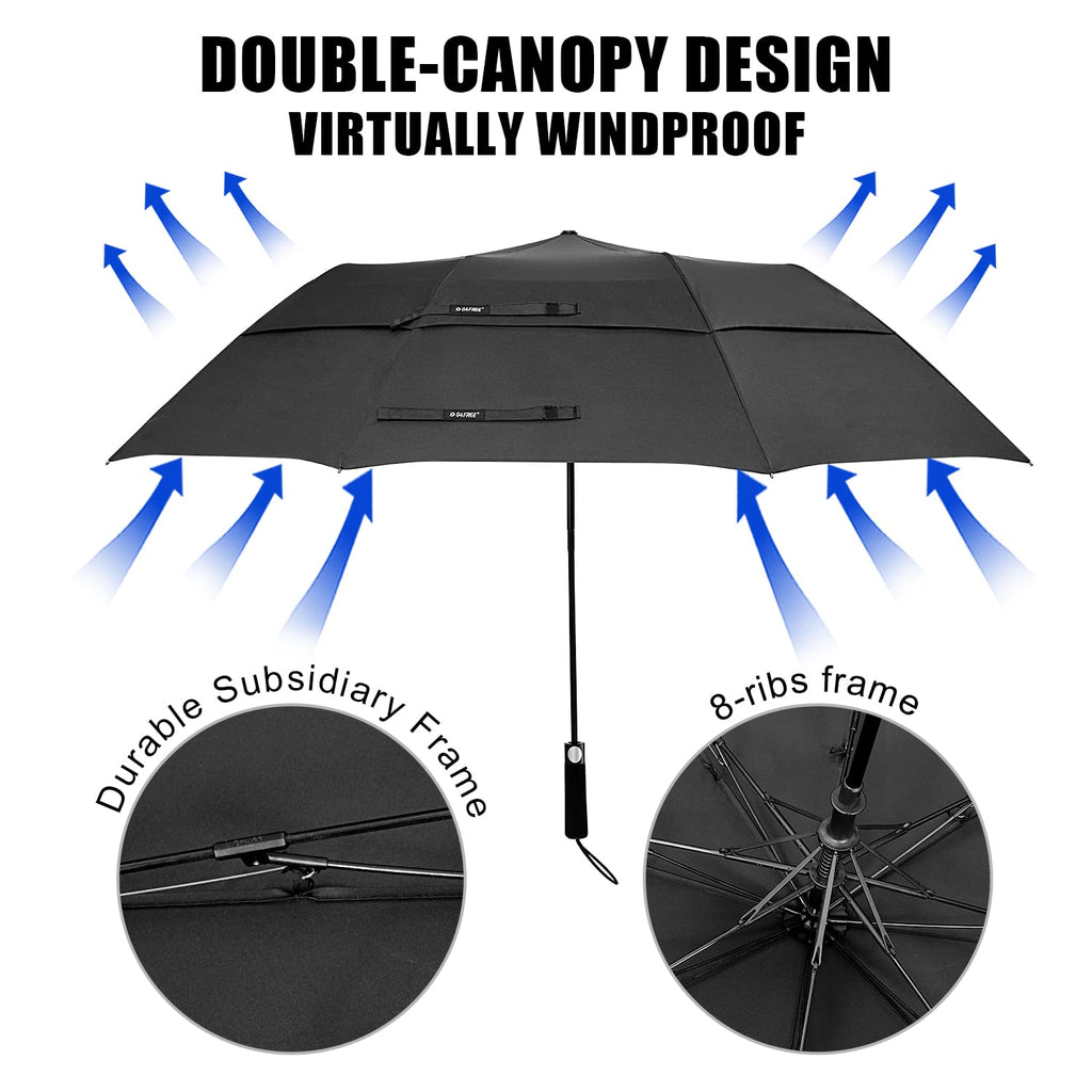 G4Free 62 Inch Portable Navy Golf Umbrella Automatic Open Large Oversize Vented Double Canopy Windproof Waterproof Sport Umbrell