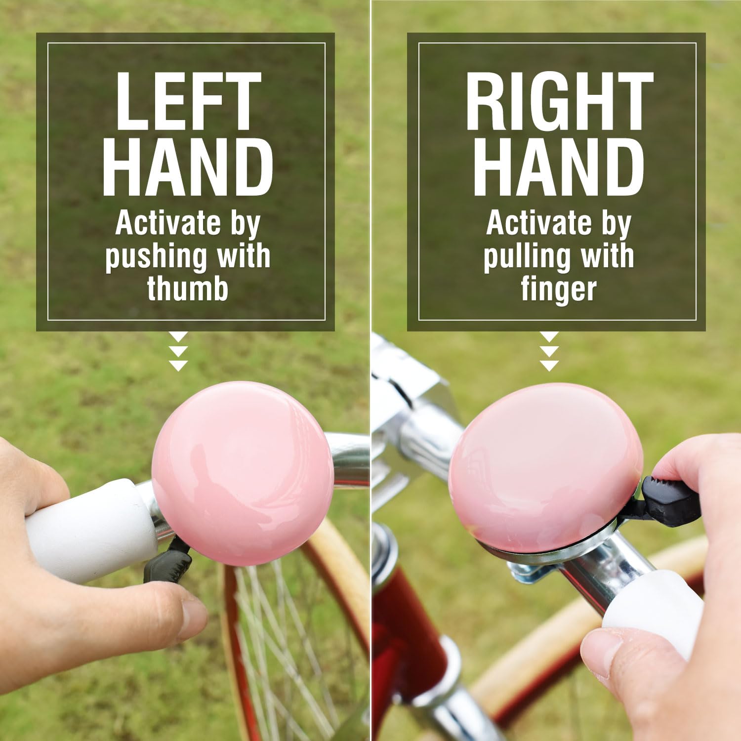 Marque Beach Cruiser Bike Bell - Classic Bicycle Bell Design For Adults And Kids With Traditional Ring Sound (Pink)