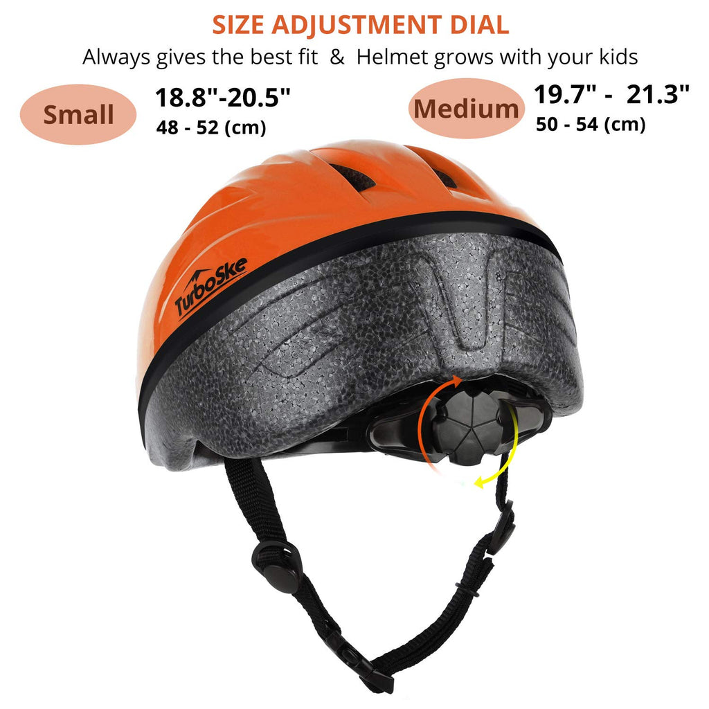 Turboske Toddler Kids Bike Helmet, Multi-Sport Helmet Size Adjustable For Boys And Girls (Glossy Orange, Small: 48-52Cm/18.8''-2