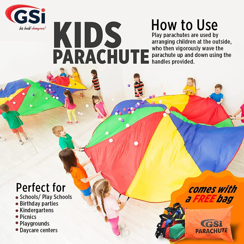 Gsi Kids Play Parachute Rainbow Parachute Toy Tent Game For Children Gymnastics Cooperative Play And Outdoor Playground Activiti