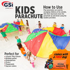 Gsi Kids Play Parachute Rainbow Parachute Toy Tent Game For Children Gymnastics Cooperative Play And Outdoor Playground Activiti