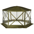 Clam Pop Up Screen Tent, Outdoor Camping Gazebo Canopy, Escape, 11.5', Green - Heavy-Duty Portable Screened Shelter With Netting